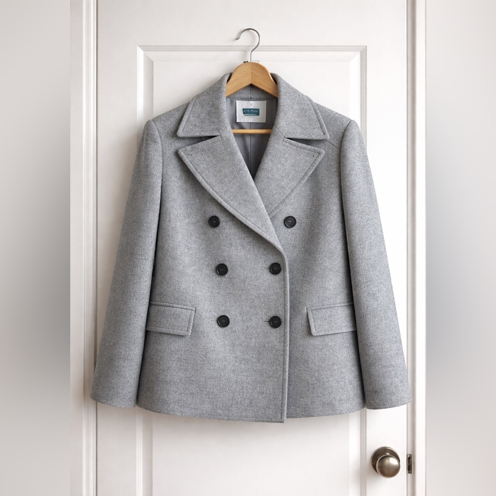 Old Navy Men’s Grey Peacoat 🧥 | Size L | Like New | Classic Wool Blend Coat